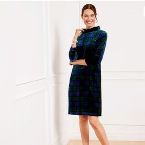 Talbots Black Watch Plaid Velvet Dress